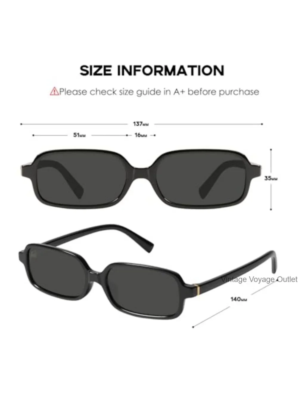 Retro Narrow Rectangle Sunglasses for Women UV400 Protection Lightweight